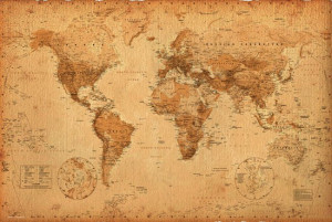 Mapa Świata w starym stylu - plakat 91,5x61 cm