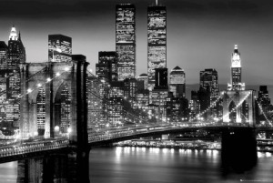 Nowy Jork Manhattan Nocą - plakat 91,5x61 cm