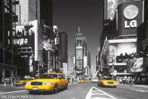 Nowy Jork Times Square Żółta Taksówka - plakat 91,5x61 cm