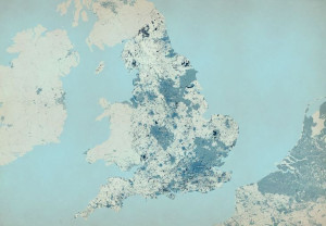Anglia - kolorowa mapa - fototapeta 366x254 cm