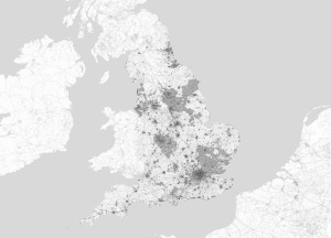 Anglia - mapa czarno-biała - fototapeta 320x230 cm