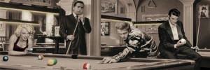 Marylin Monroe, Elvis Presley, James Dean Bilard by Chris Consani - plakat