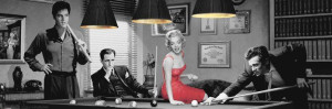 Marylin Monroe, James Dean, Elvis Presley Bilard by Chris Consani - plakat