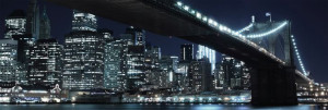 Nowy Jork Brooklyn Bridge Nocą - plakat 158x53 cm