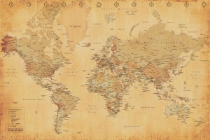 Mapa Świata Vintage - plakat 91,5x61 cm
