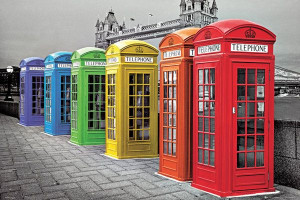 Londyn Kolorowe Budki Telefoniczne - plakat 91,5x61 cm