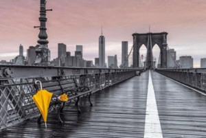 Nowy Jork Odpoczynek na Brooklyn Bridge - plakat 91,5x61 cm