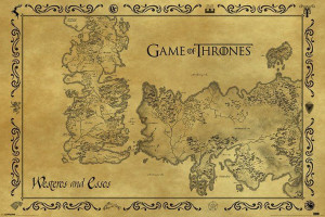 Gra o Tron mapa Westeros i Essos - plakat 91,5x61 cm