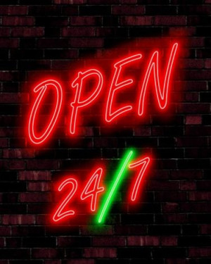 Open 24/7 - plakat 40x50 cm