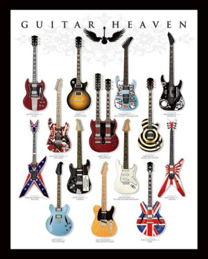 Gitara - Guitar Heaven - Gitary - różne rodzaje - plakat 40x50 cm