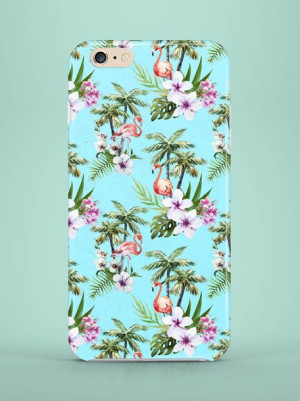 Etui na telefon Blue Exotic Flamingos