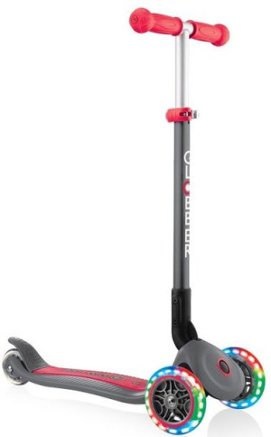 Hulajnoga 3-kołowa Globber Primo Foldable Lights 432-120-2 szaro-czerwona