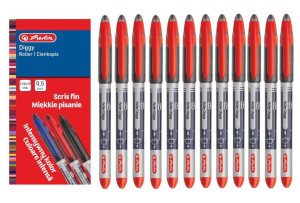 Długopis żelowy 12szt Diggy 0,5mm czerwony HERLITZ