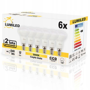 6x Żarówka Led E14 Reflektor R50 6w 3000k Lumiled