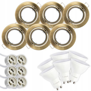 6x Oprawa Halogenowa Ruchoma Antyk + Led Gu10