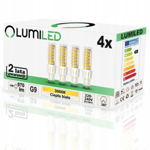 4x Żarówka Led G9 Kapsułka 10w = 75w 970lm 3000k