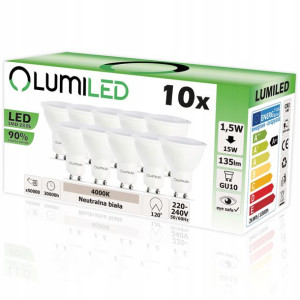 10x Żarówka LED GU10 1,5W = 15W 4000K Neutralna