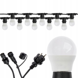 Girlanda Ogrodowa Świetlna 10m +10 Żarówki Led E27