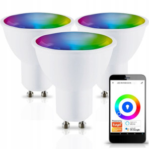 3x Żarówka LED HALOGEN GU10 5W RGB SMART WiFi TUYA
