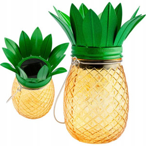 Lampka Solarna Słoik Ogrodowy Ananas Szklany Led