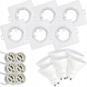 6x Oprawa HALOGENOWA Ruchoma Biała + LED GU10