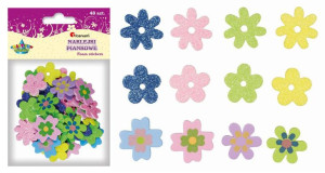 Naklejki piankowe brokatowe kwiaty 48szt CRAFT-FUN