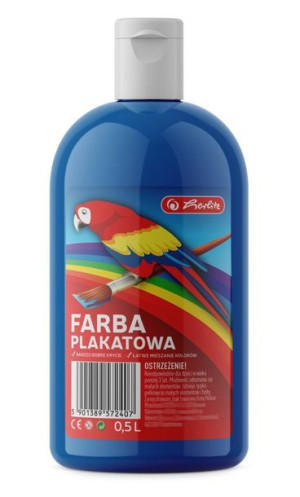 Farba plakatowa w butelce 500ml niebieska HERLITZ