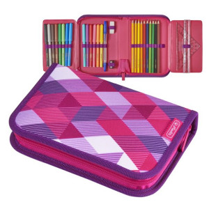 Piórnik Smart wyposażeniem 31cz Pink Cubes HERLITZ