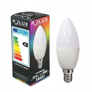 Żarówka LED E14 Świeca 4,5W 3000K+RGB SMART POLUX