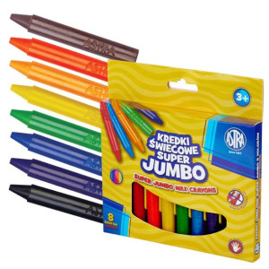 Kredki świecowe JUMBO woskowe grube 8 kol ASTRA