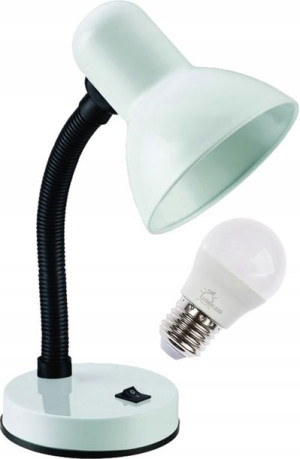 Lampka biurkowa szkolna biała żarówka LED E27