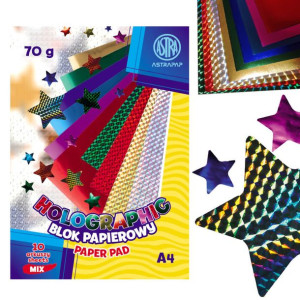 Blok papierów holograficznych A4 10 ark 70g ASTRA