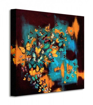 Butterflies On Turquoise - Obraz na płótnie 40x40 cm