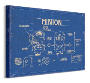 Minionki blue print - Obraz na płótnie 50x40 cm