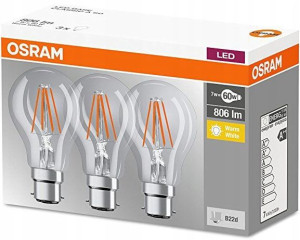 Zestaw Żarówka LED B22d 7W 60W OSRAM 2700K 3PAK