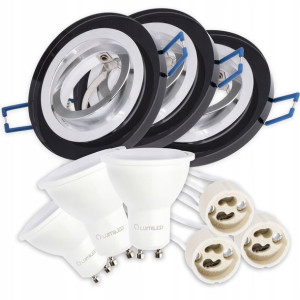 3x Oprawa halogenowa SZKLANA ruchoma + LED GU10 6W