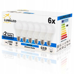 6x Żarówka LED E27 10W 95W 1055lm 6000K 260st