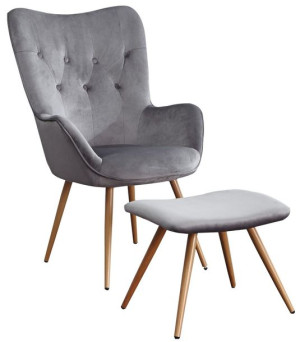 Fotel ergonomiczny z podnóżkiem szary nóżki USZAK