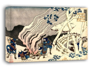 Poem by Minamoto no Muneyuki, Hokusai - obraz na płótnie 120x90 cm