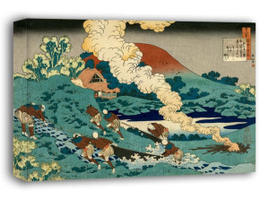 Poem by Kakinomoto no Hitomaro, Hokusai - obraz na płótnie 90x60 cm