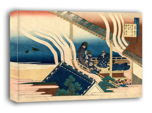 Poem by Fujiwara no Yoshitaka, Hokusai - obraz na płótnie 80x60 cm