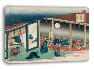 Poem by Emperor Sanjo, Hokusai - obraz na płótnie 30x20 cm