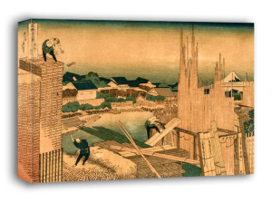 Lumber Yard, Hokusai - obraz na płótnie 120x90 cm