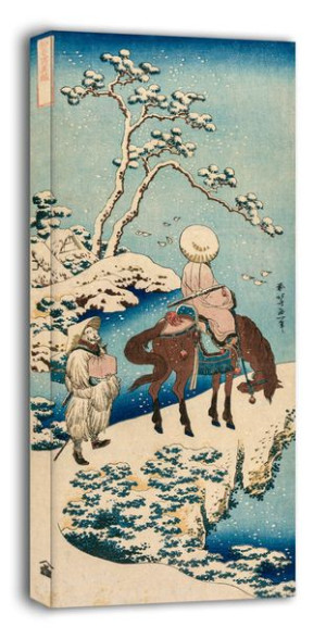 Chinese Official Pausing on a Bridge to View the Snow, Hokusai - obraz na p