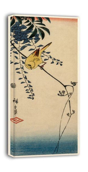 Canary and Wisteria, Hiroshige - obraz na płótnie 30x60 cm