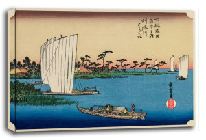 Scattered Pine Trees by the Tone River, Hiroshige - obraz na płótnie 80x60