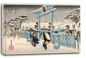 Snow at the Gion Shrine, Hiroshige - obraz na płótnie 30x20 cm