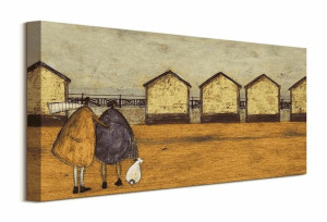 Looking Through The Gap In The Beach Huts - obraz na płótnie 60x30 cm