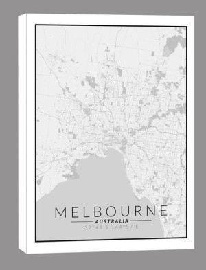 Melbourne mapa czarno biała - obraz na płótnie 50x70 cm