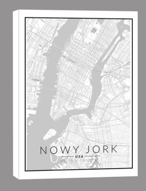 Nowy Jork mapa czarno biała - obraz na płótnie 50x70 cm